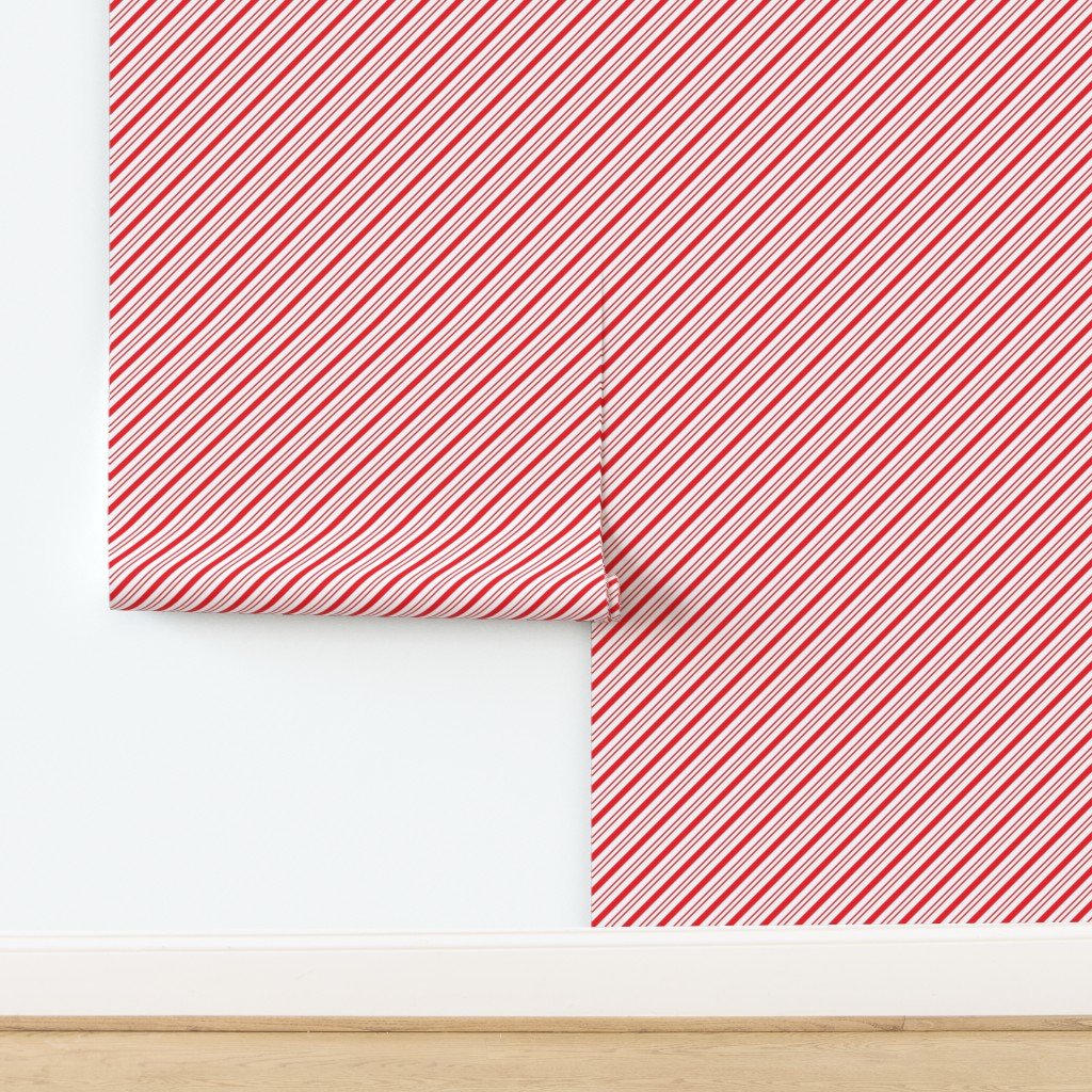Small Classic Red Diagonal Christmas Candy Stripes Wallpaper design