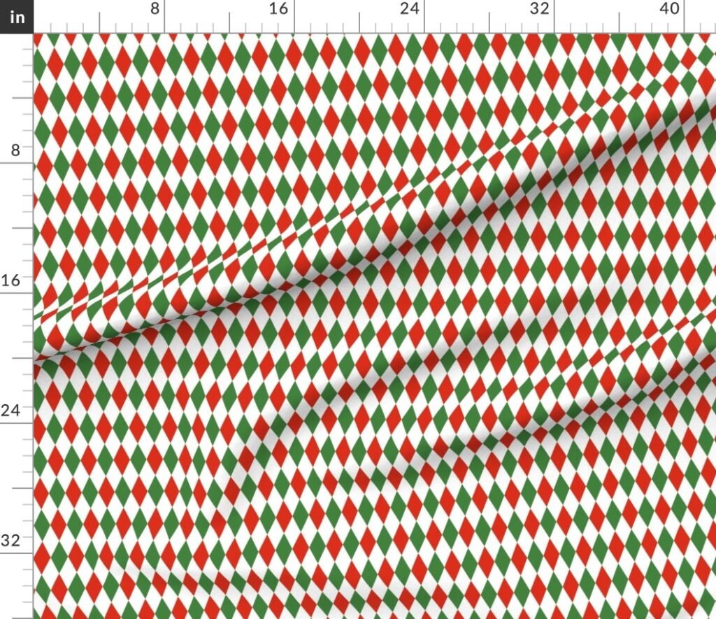 Red Green Christmas Harlequin Diamond Check 1 inch Fabric design