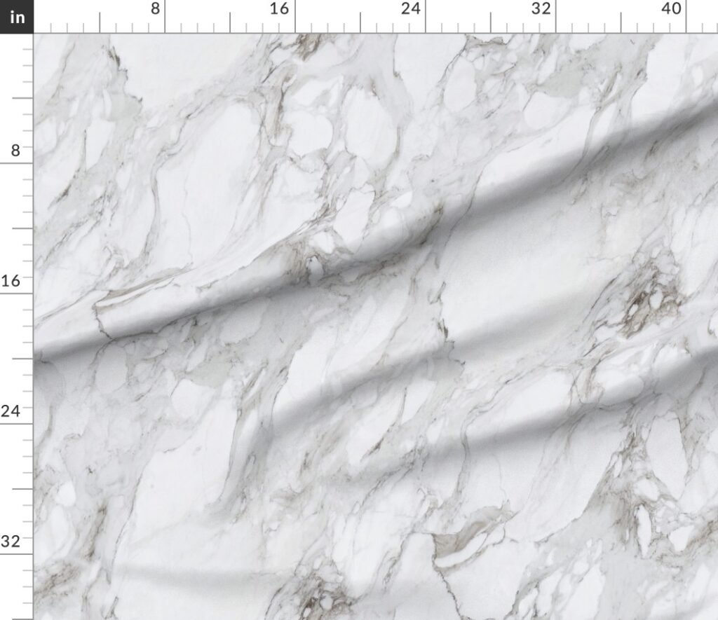 White Natural Marble - Natural Grey Veined Stone Fabric design