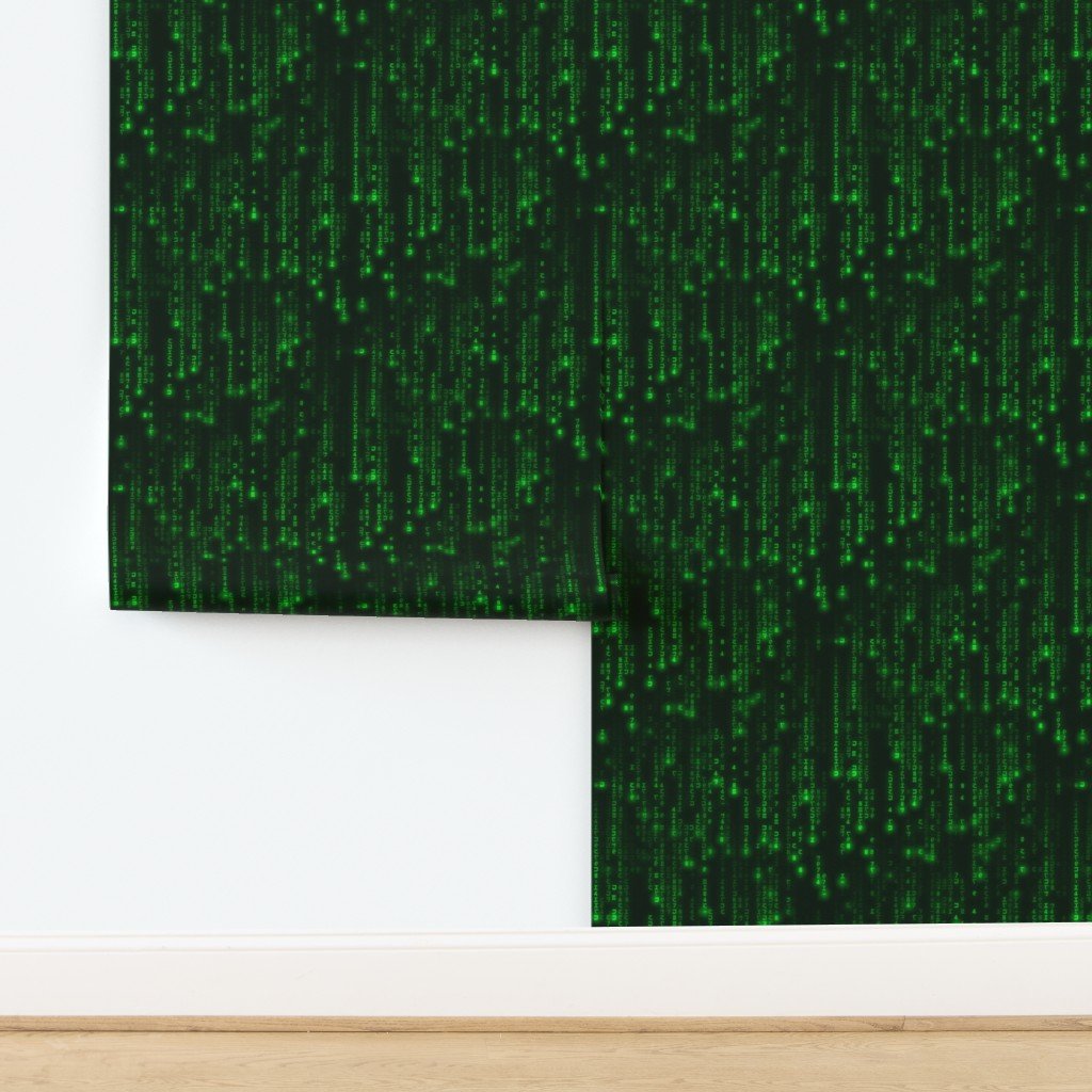 Bright Neon Green Digital Rain Computer Code Wallpaper design