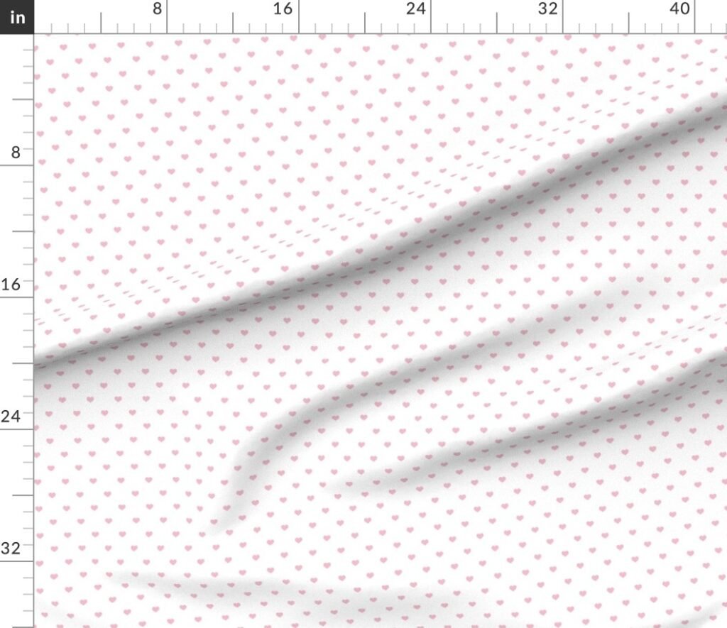 Mini Cotton Candy Pink Valentines Polkadot Love Hearts on White Fabric design