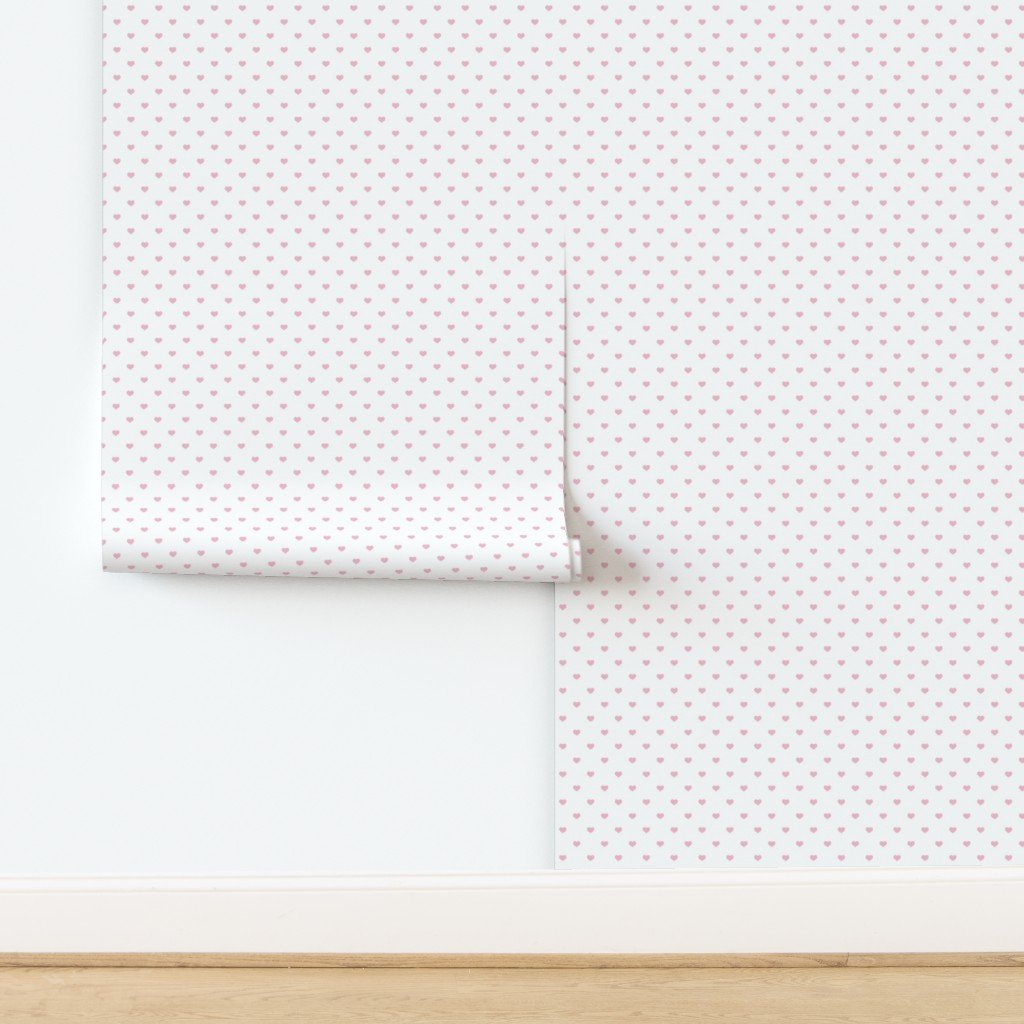 Mini Cotton Candy Pink Valentines Polkadot Love Hearts on White Wallpaper design