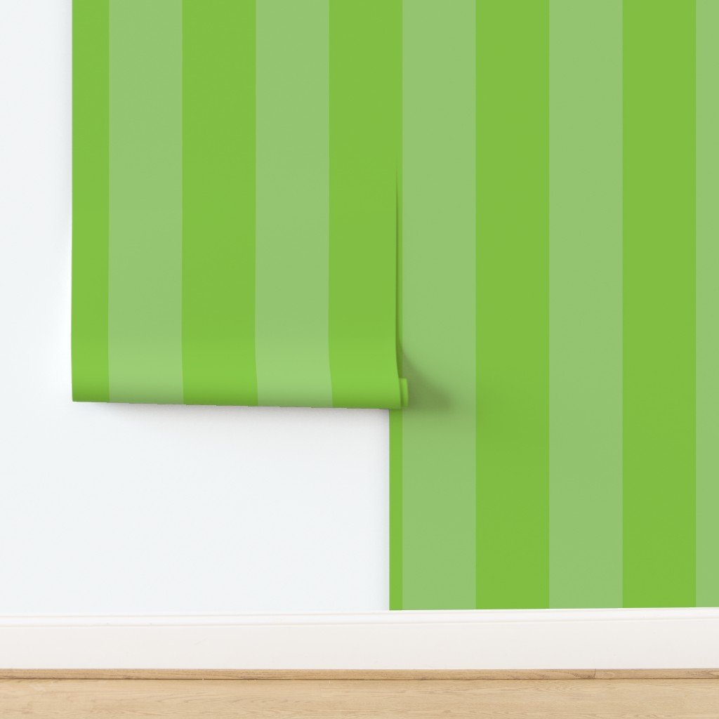 Lime and Faded Lime 2 Inch Vertical Cabana Stripes Wallpaper design