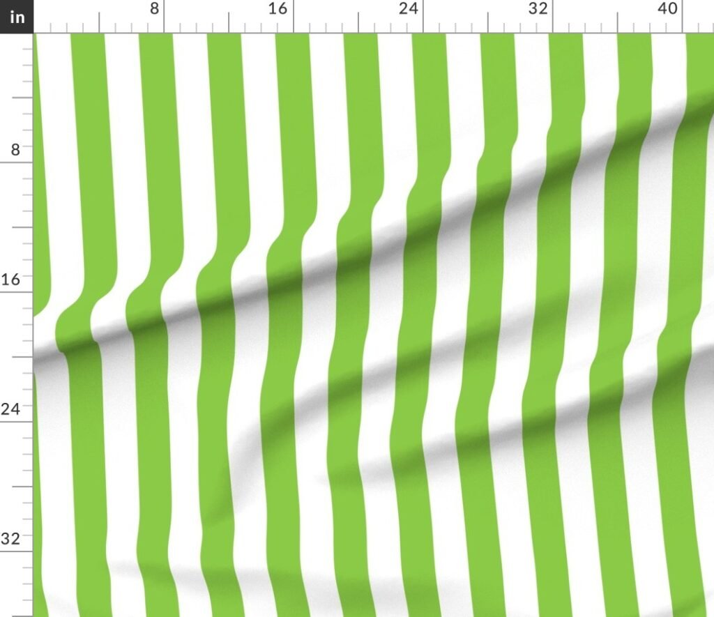 Lime and White 2 Inch Vertical Cabana Stripes Fabric design