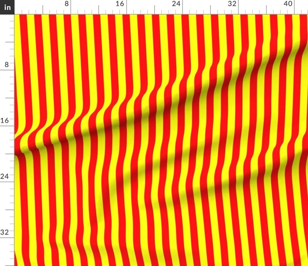One Inch Vertical Red and Yellow School Colors Stripes Fabric design