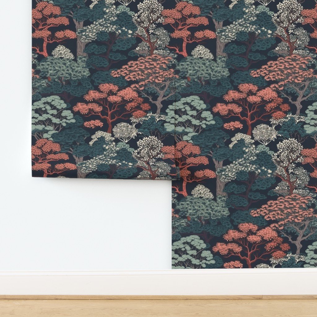 Japanese Tranquility Garden Endless Forest Wallpaper design