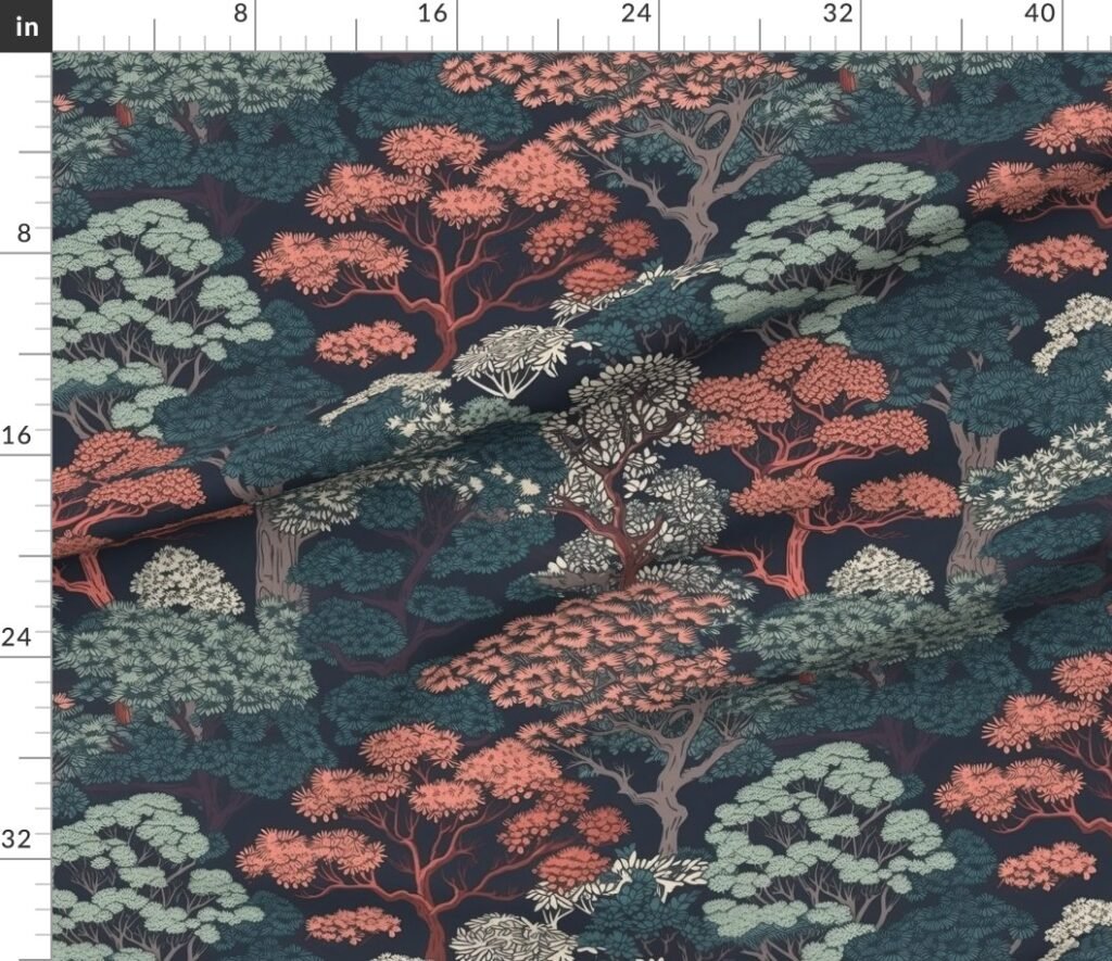 Japanese Tranquility Garden Endless Forest Fabric design