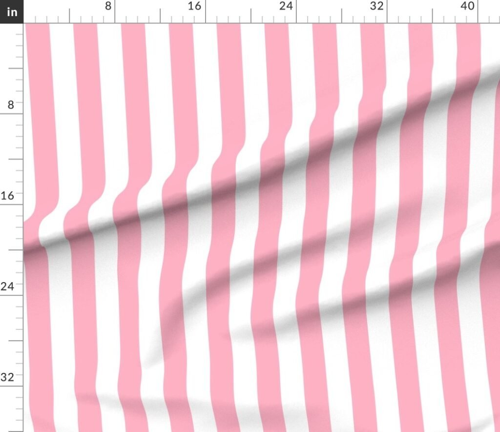 2 inch Wide Vertical Palm Beach Pink and White Cabana Stripes Fabric design