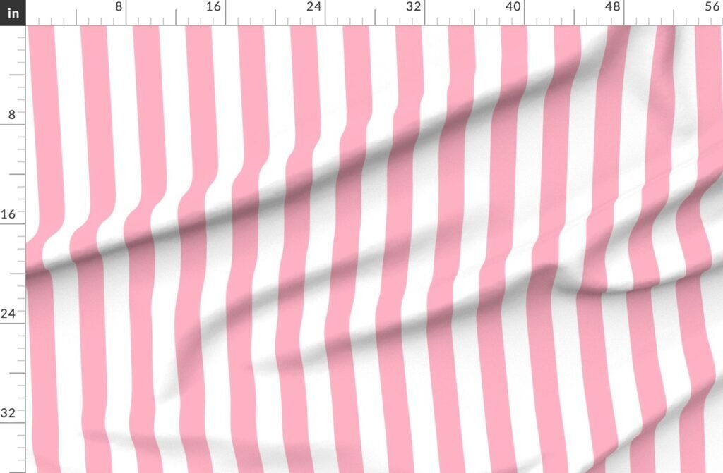 2 inch Wide Vertical Palm Beach Pink and White Cabana Stripes Fabric design