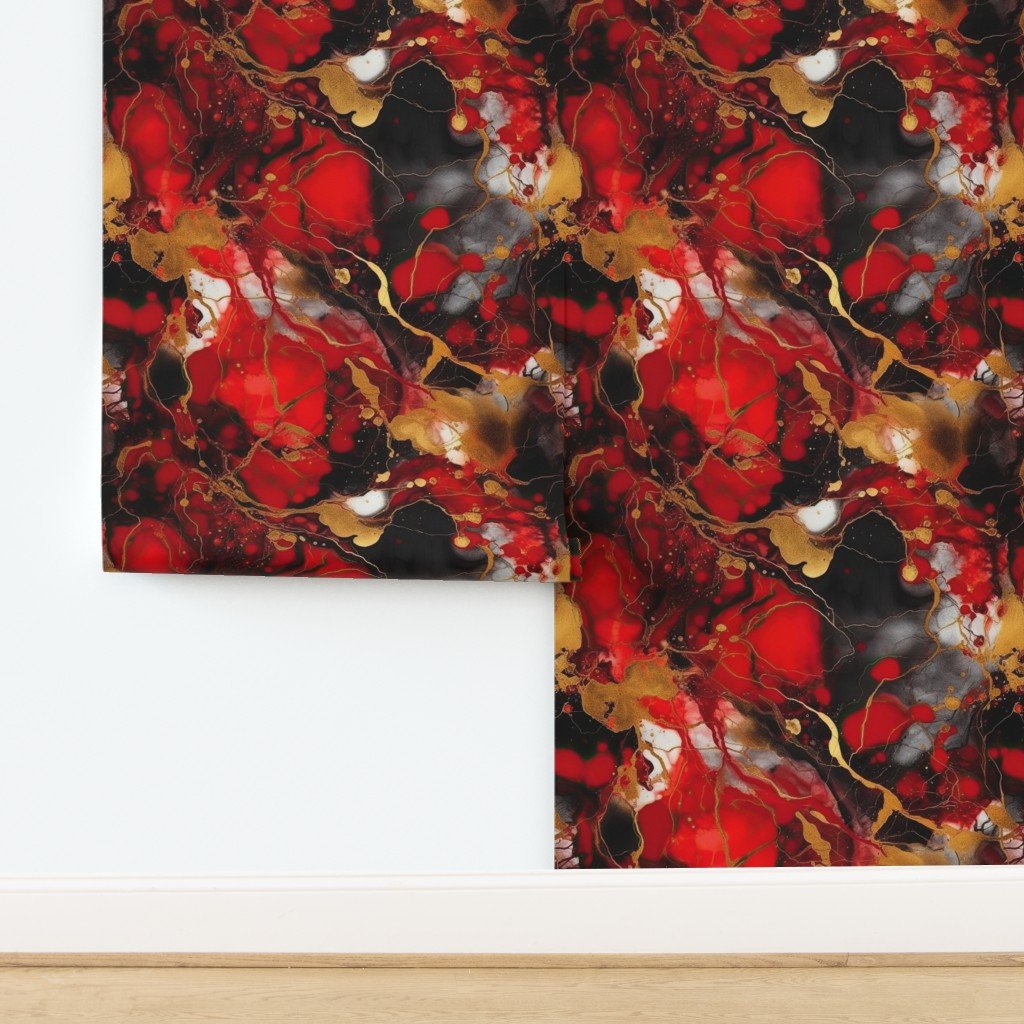 Red Black and Gold Alcohol Ink 2 Wallpaper design
