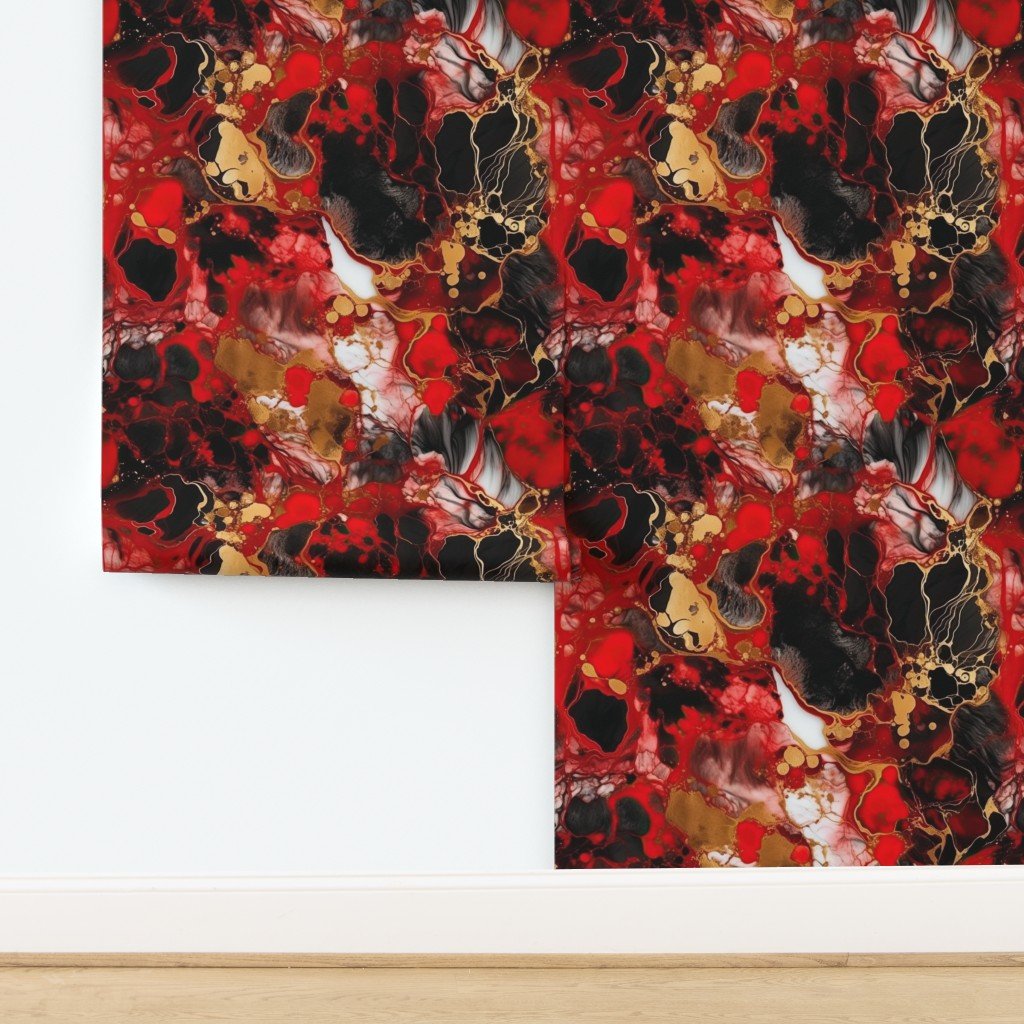 Red Black and Gold Alcohol Ink 4 Wallpaper design