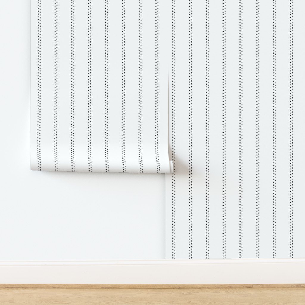 Large Cat Paw Prints in Black in Double Stripes on White Wallpaper design