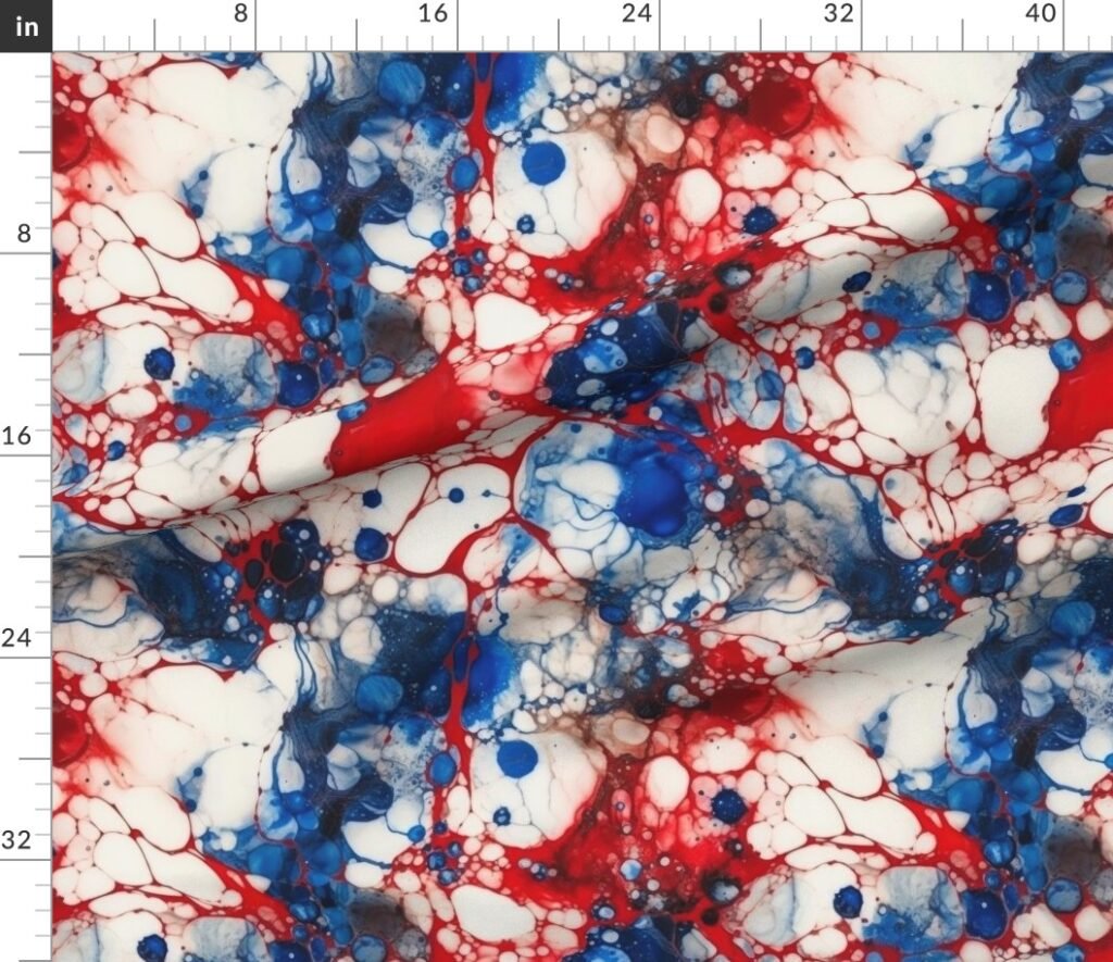 Red White and Blue Alcohol Ink USA Patriotic Flag Colors Alcohol Ink Fabric design