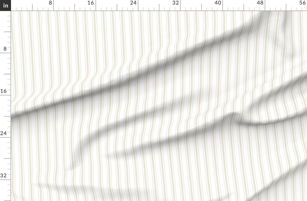 Small Cream on White French Provincial Mattress Ticking Fabric design