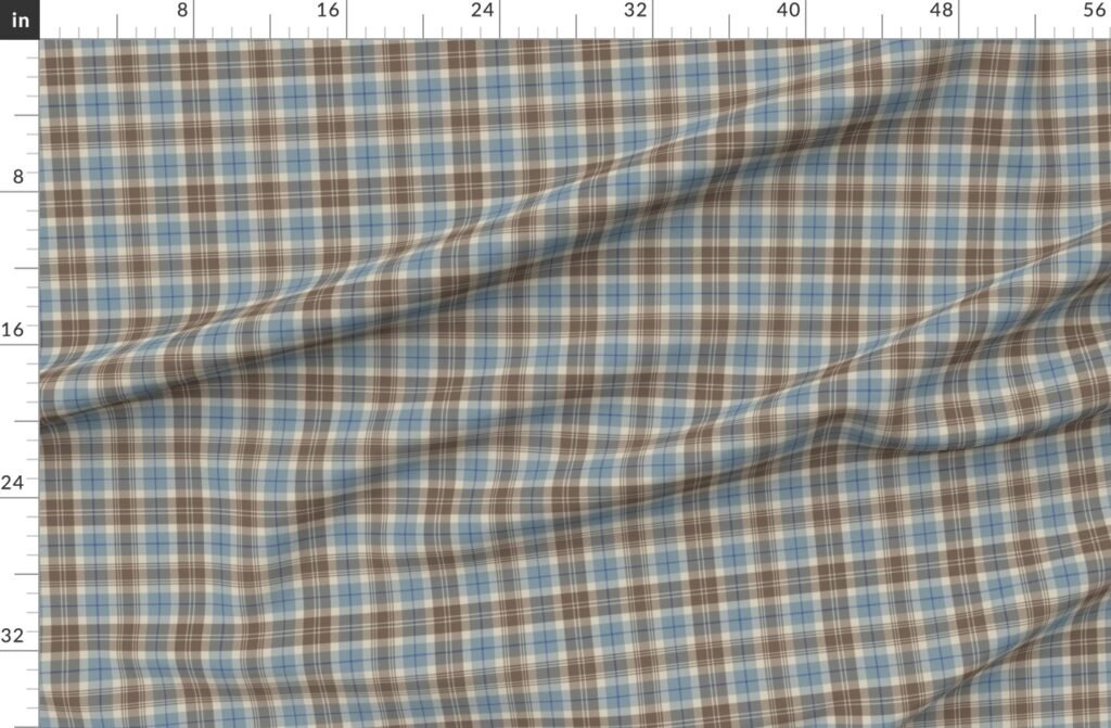 Cream with Beige and Blue French Provincial Tartan Fabric design