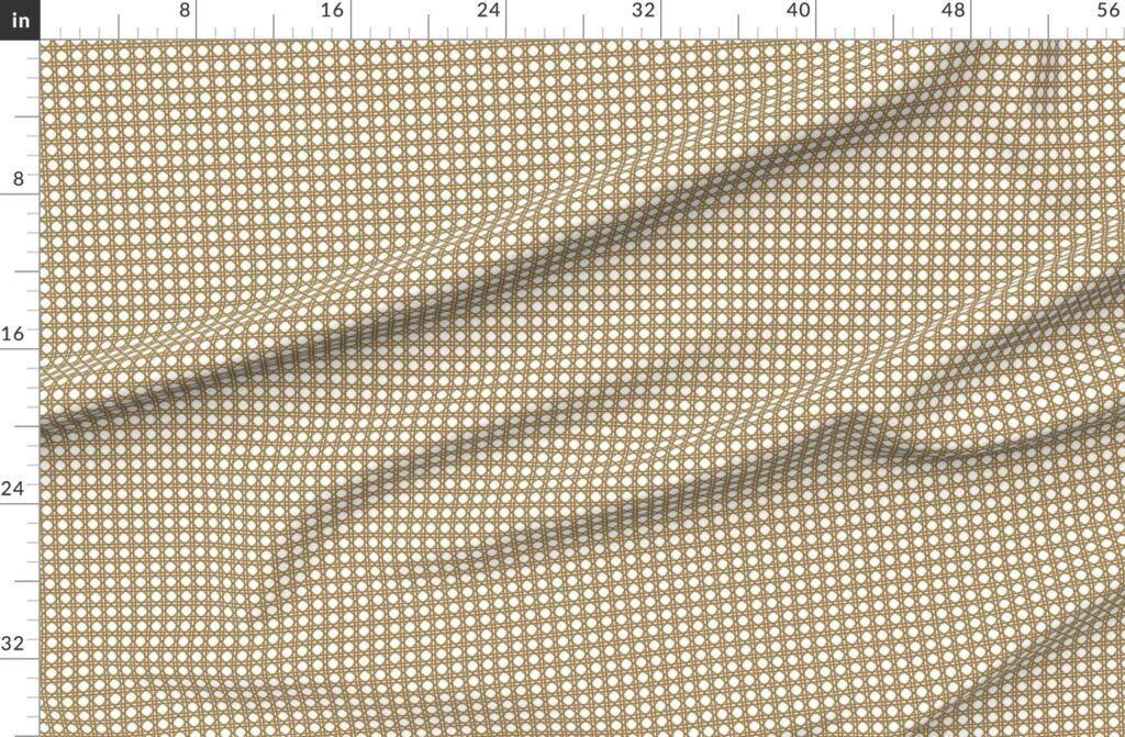 Tan on White Rattan Caning Pattern Fabric design