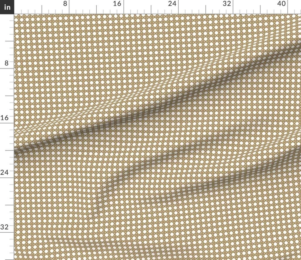 Tan on White Rattan Caning Pattern Fabric design
