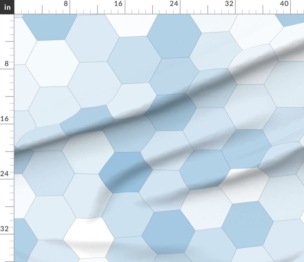 Hexagonal Blue Serenity Honeycomb Pattern Fabric design