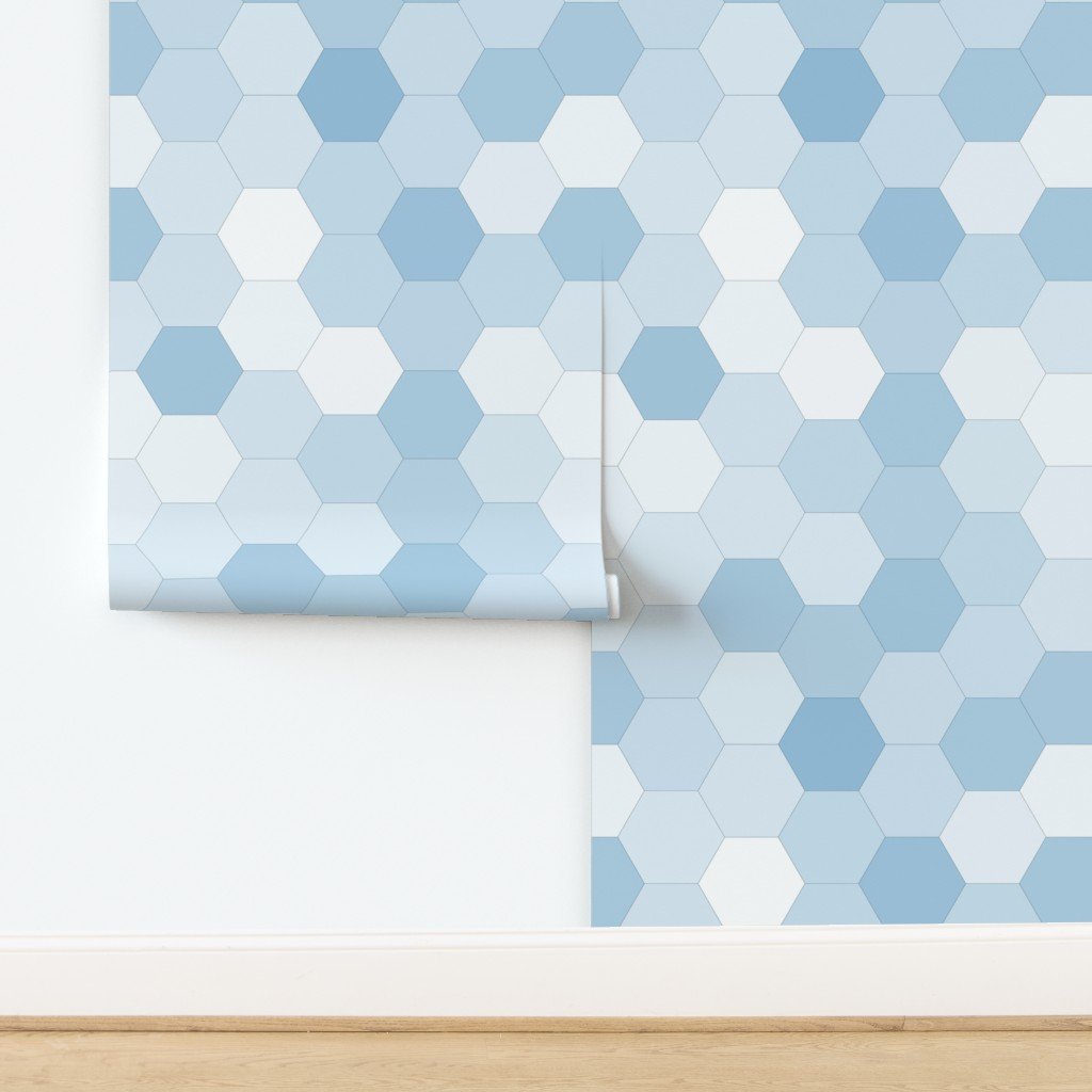 Hexagonal Blue Serenity Honeycomb Pattern Wallpaper design
