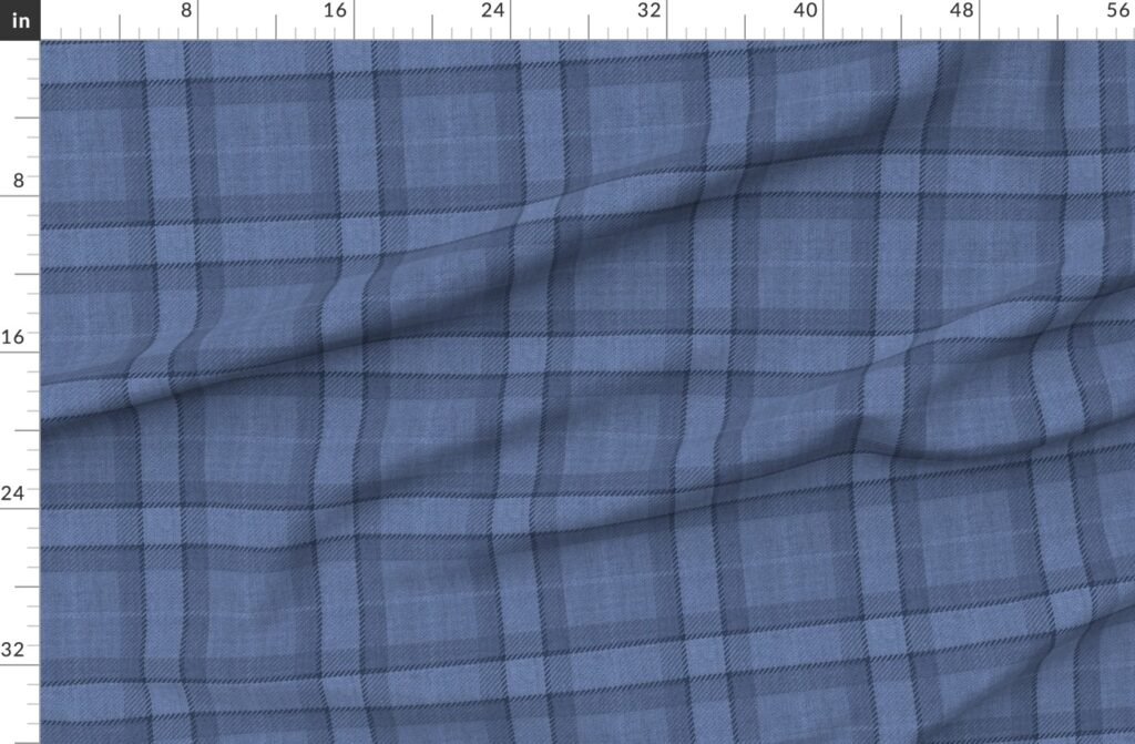 Denim Blue and Steel Gray Wool-Texture Tartan Plaid Fabric Fabric design