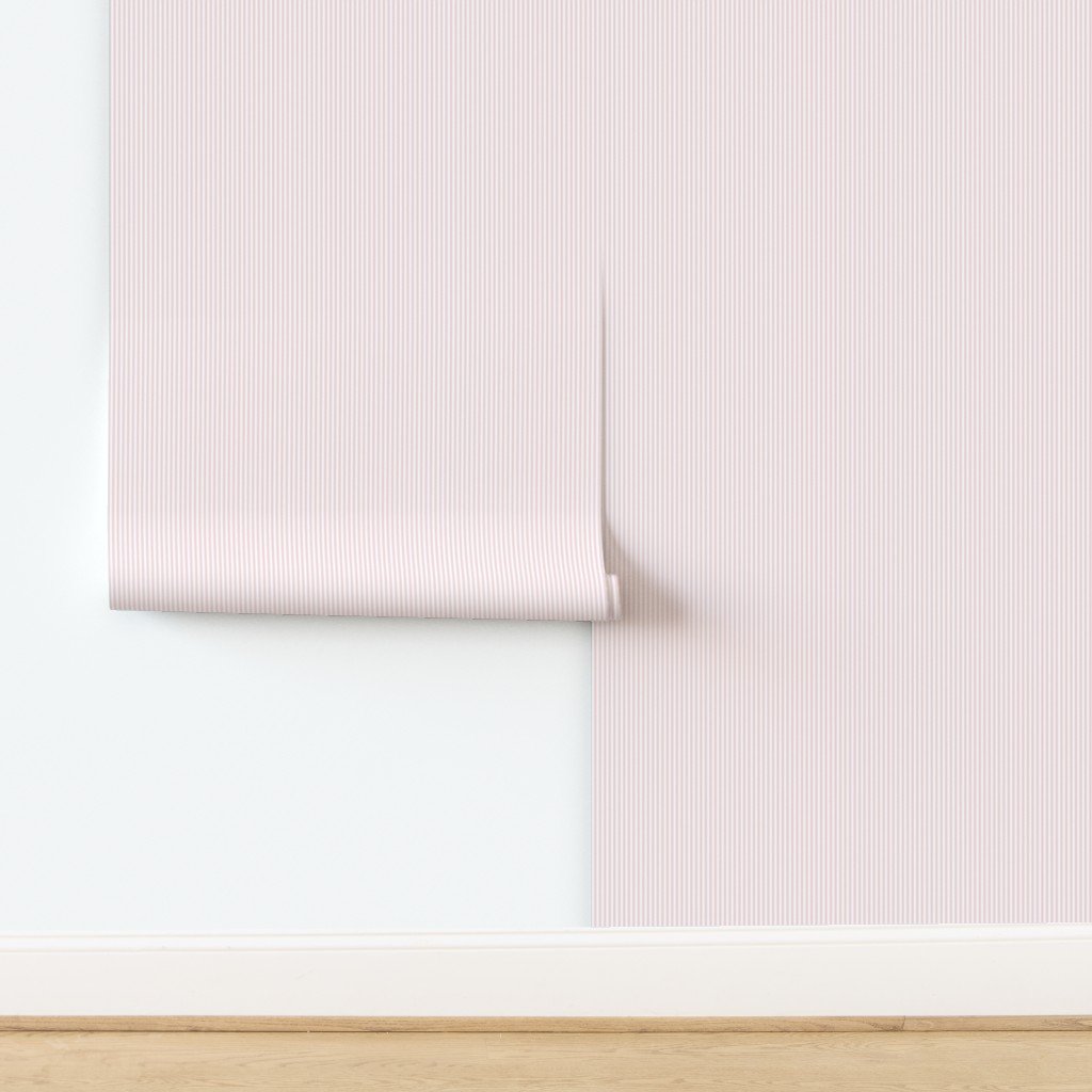 Soft Blush Pink Pinstripe in an English Country Garden Wallpaper design