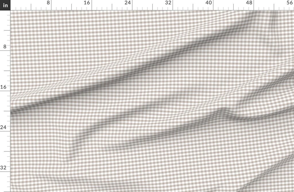 Misty Taupe Gingham Check Plaid Pattern Fabric design