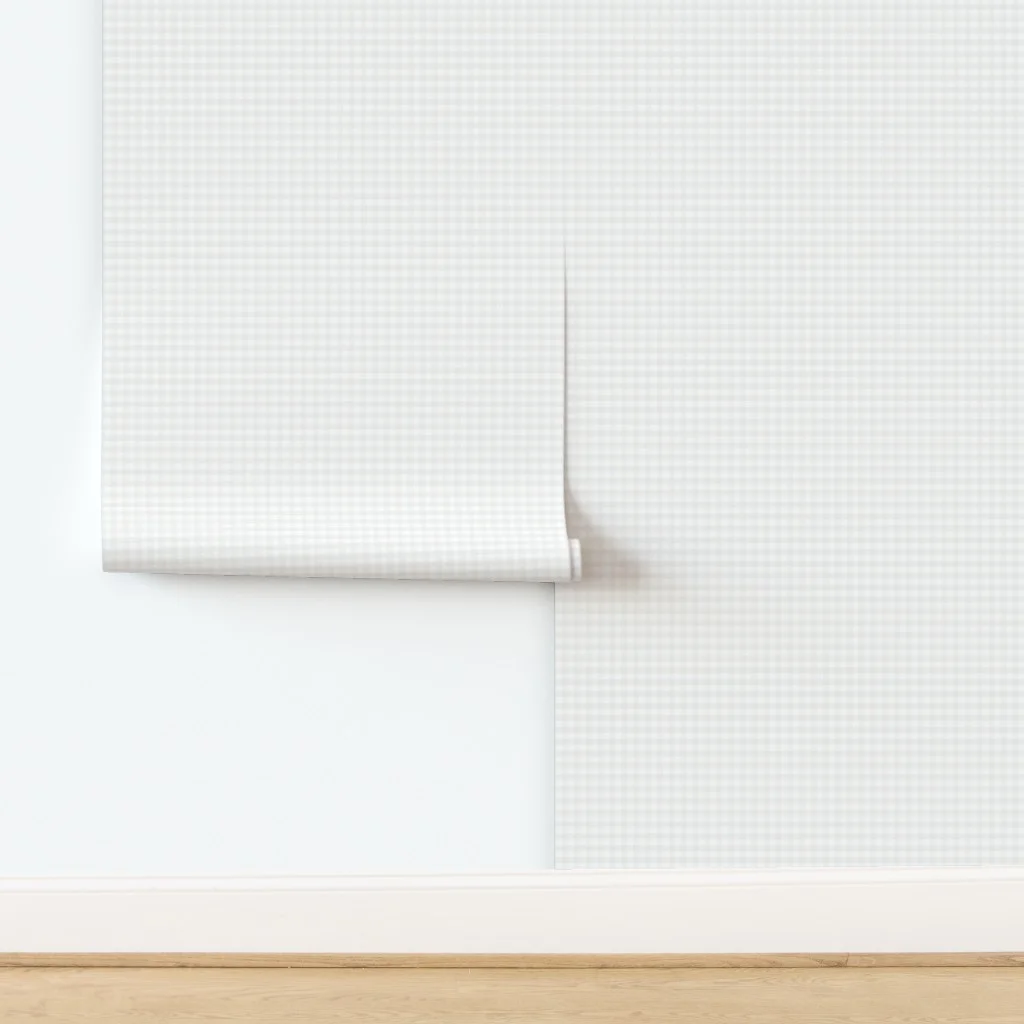 Soft Bone White Gentle Light Neutral Gingham Check Plaid Pattern Wallpaper design