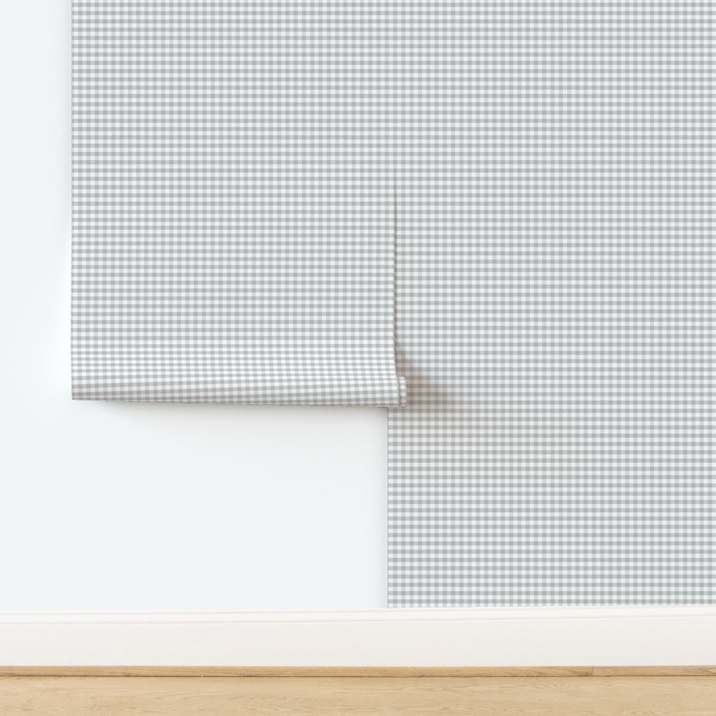 Ash Grey Gingham Check Plaid Pattern Wallpaper design
