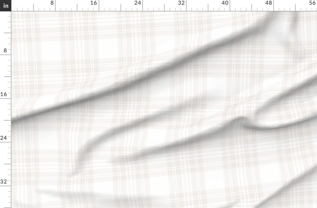 Soft Bone White Large Traditional Tartan Plaid Pattern Fabric design