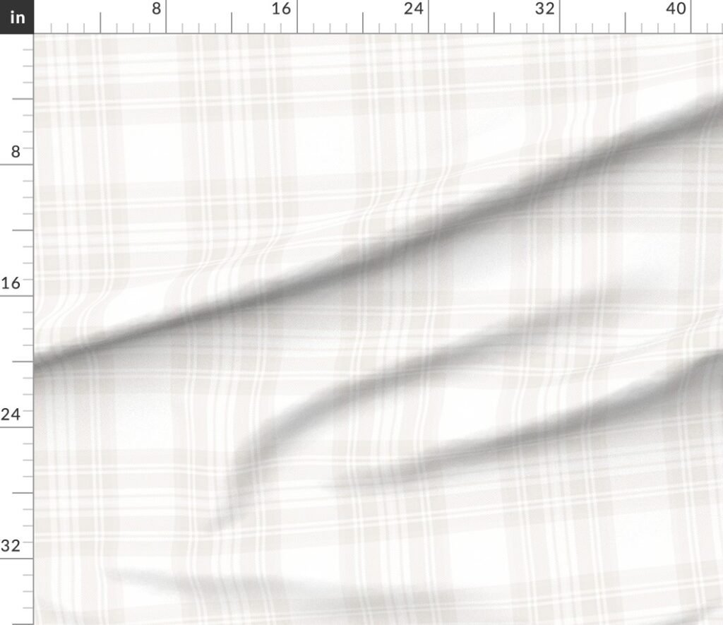 Soft Bone White Large Traditional Tartan Plaid Pattern Fabric design