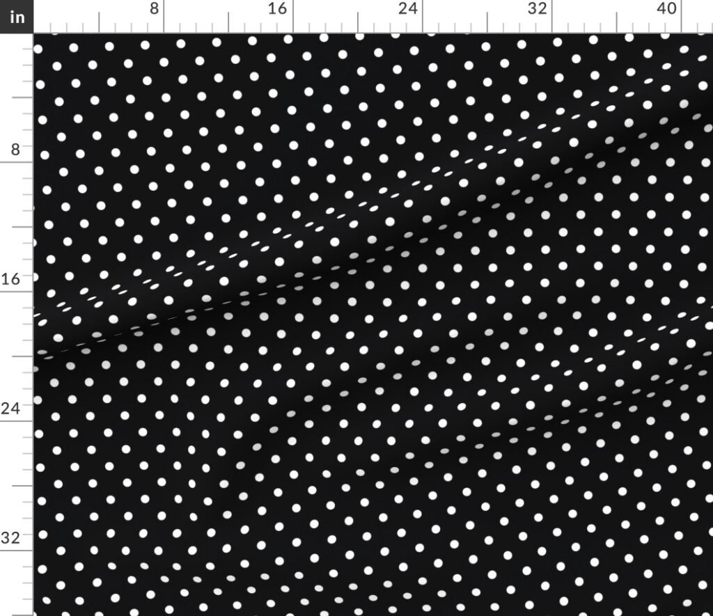 Licorice Black and White Polka Dots Fabric design