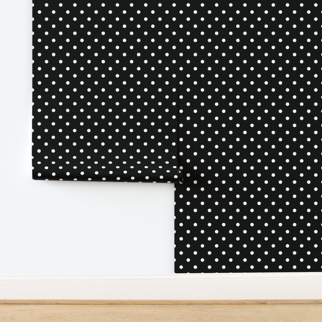 Licorice Black and White Polka Dots Wallpaper design