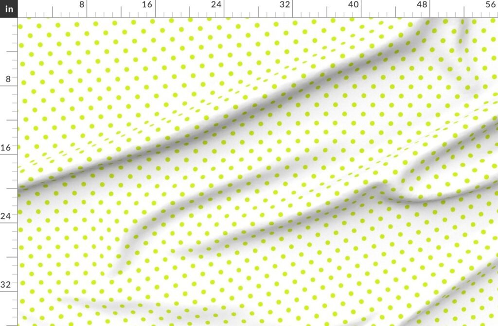 Lime Punch Polkadots on White Fabric design