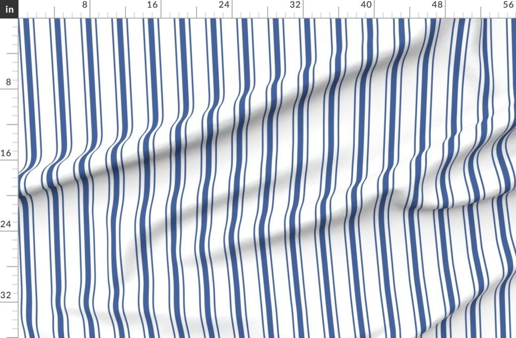 Mattress Ticking Wide Striped Pattern in Dark Blue and White Fabric design