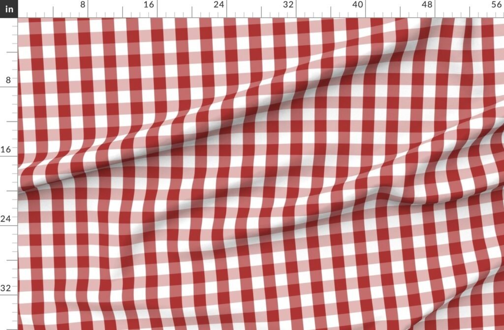 Aurora Red Gingham Check Pattern Fabric design