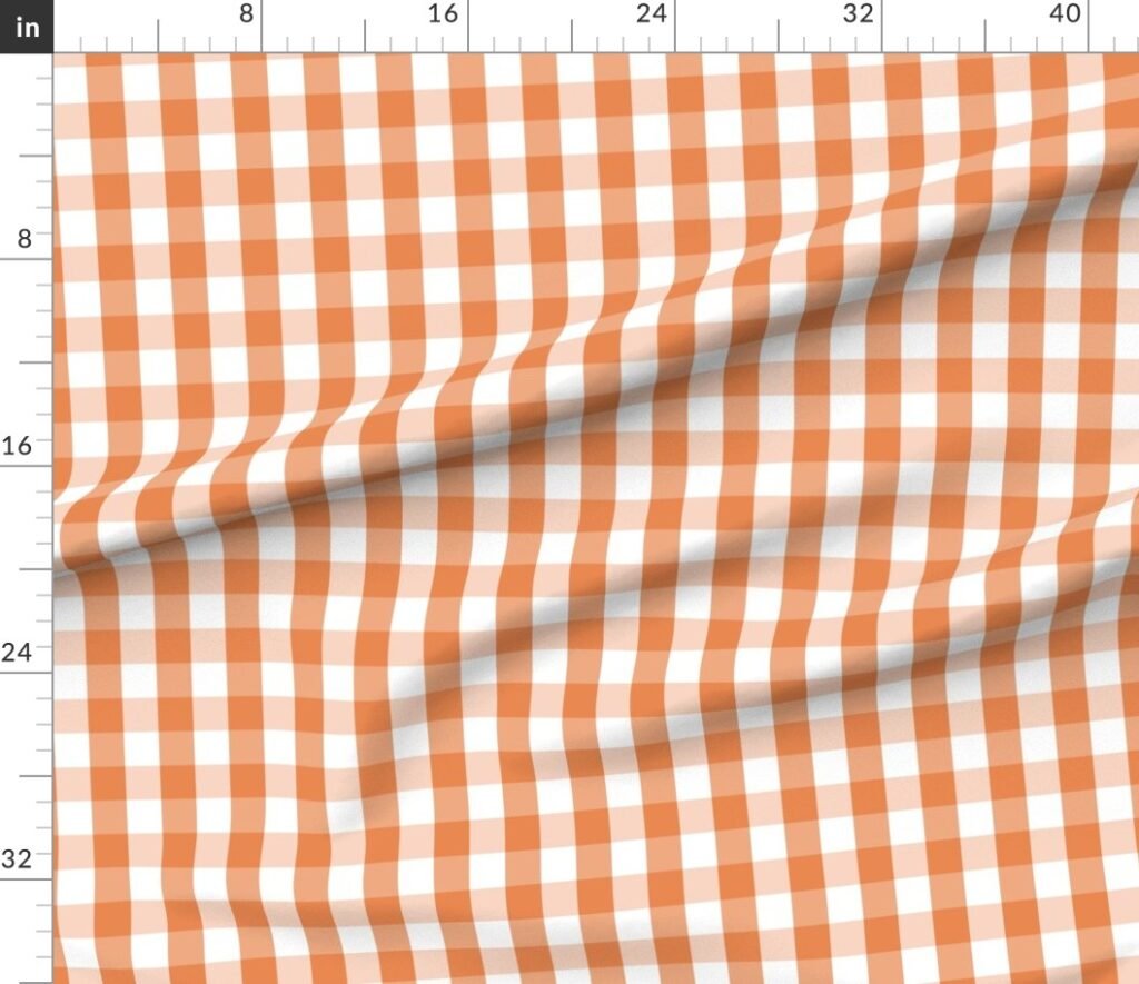 Nasturtium Orange Gingham Check Plaid Fabric design