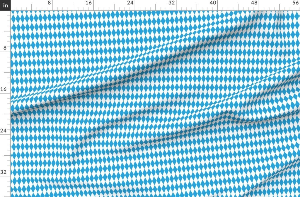 Oktoberfest Bavarian Blue and White Small Diagonal Diamond Pattern Fabric design