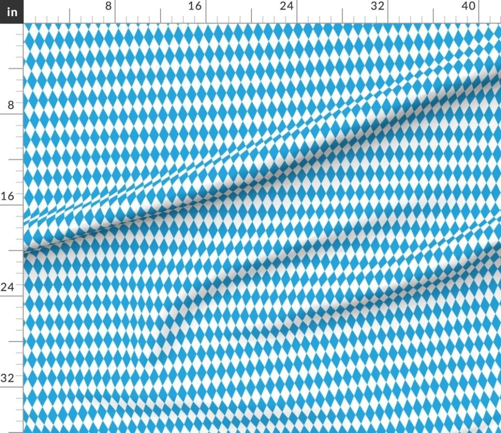 Oktoberfest Bavarian Blue and White Small Diagonal Diamond Pattern Fabric design