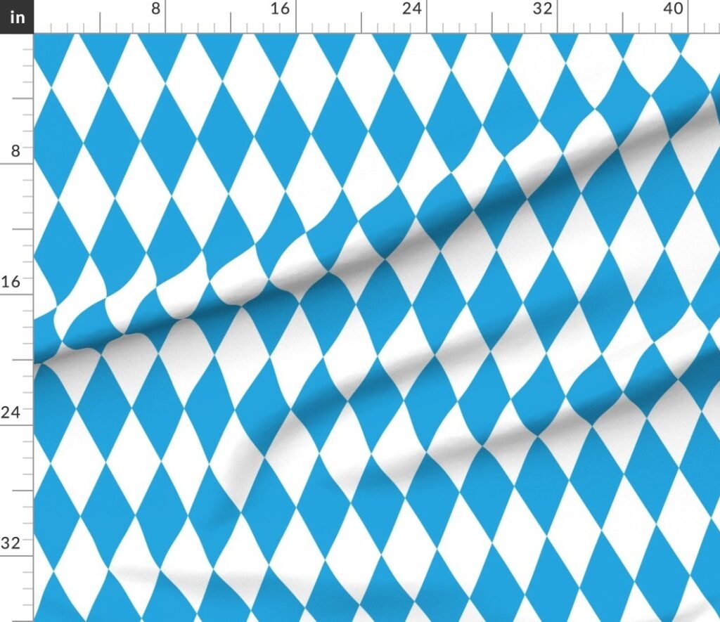 Oktoberfest Bavarian Blue and White Large Diagonal Diamond Pattern Fabric design