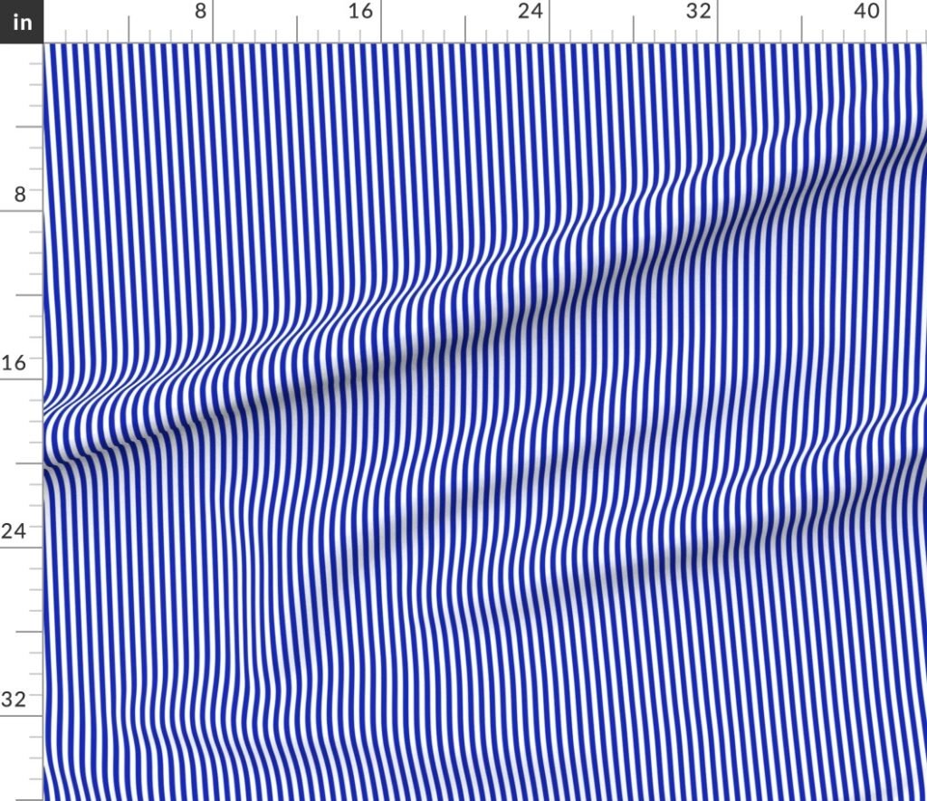 1/4" Vertical Cobalt Blue and White Stripe Fabric design