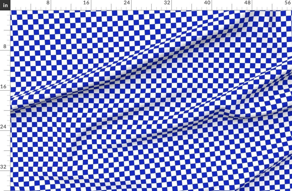 1" Cobalt Blue and White Checkerboard Squares Fabric design