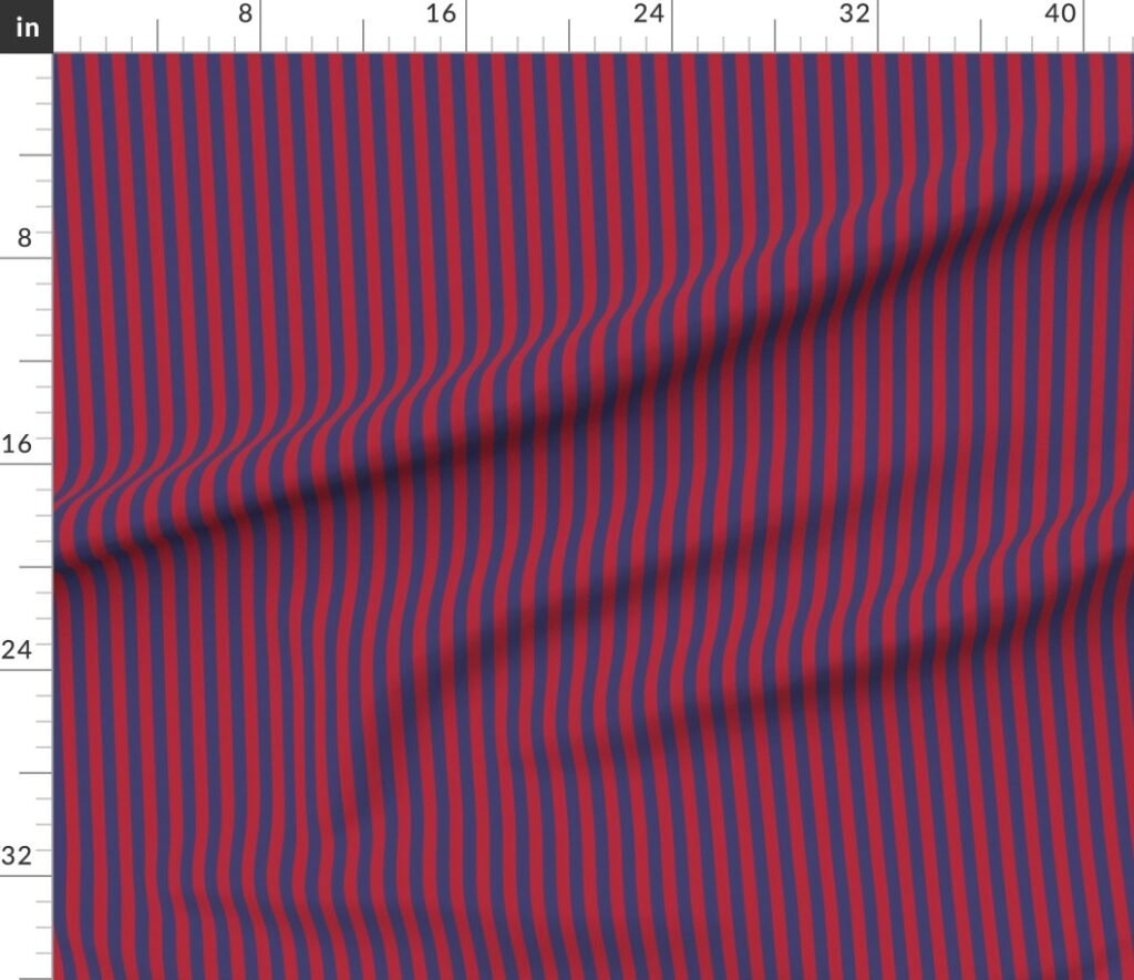 Small Red and Blue USA American Flag Vertical Stripes Fabric design