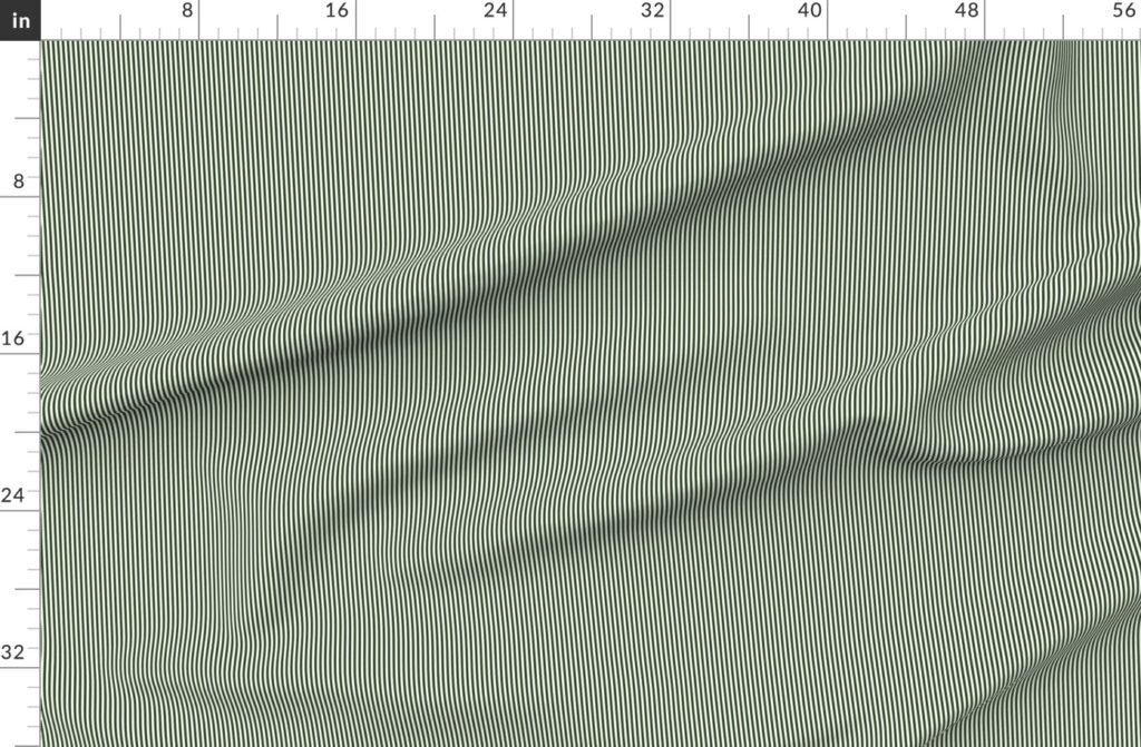 Forest Green and White 1/8-inch Thin Pencil Vertical Stripes Fabric design