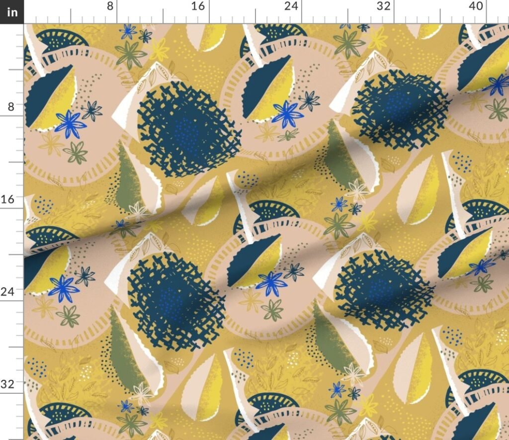 Large Blue Cornflower Abstract Seamless Repeat Pattern Fabric design