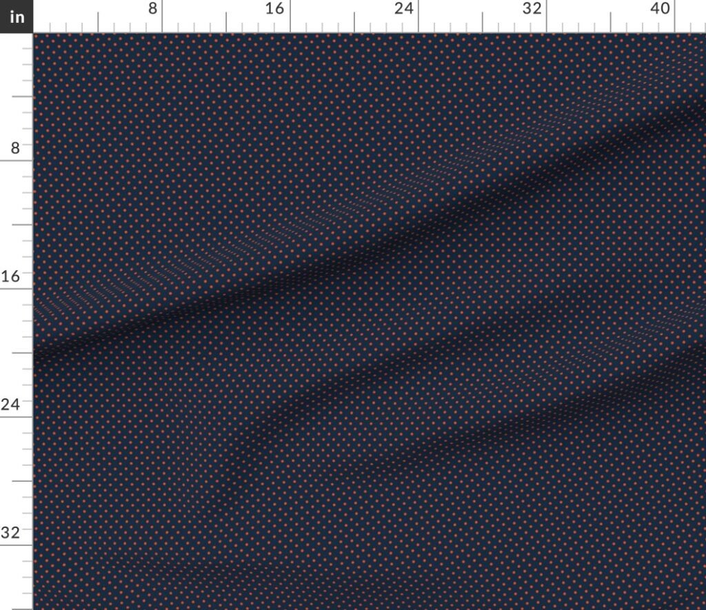 Micro Navy and Orange Polka Dots Fabric design