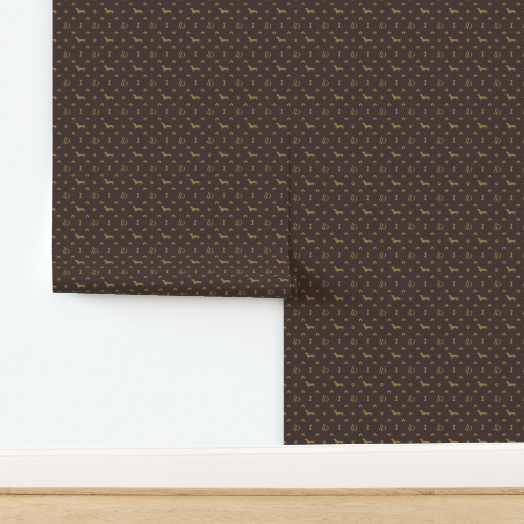 Louis Luxury Mini Dachsund Dog Attire Print Wallpaper design