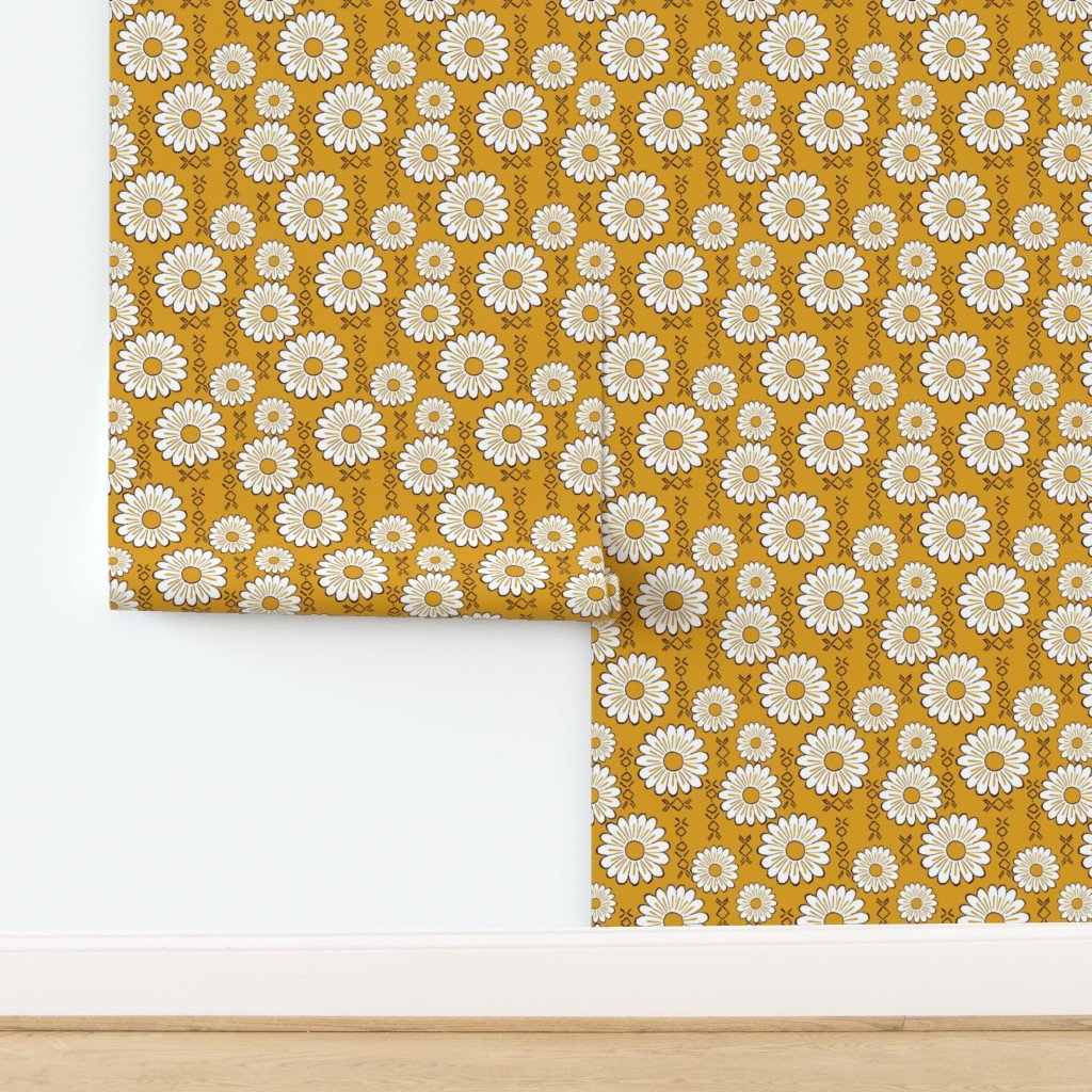 Harry Sunflower Shirt Flower Print Hippie Pop Art Floral Pattern Wallpaper design