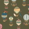 Vintage Hot Air Balloons on Hot Pink Home Styling Collection Design Collection Vintage Hot Air Balloons on Khaki Green colorway design