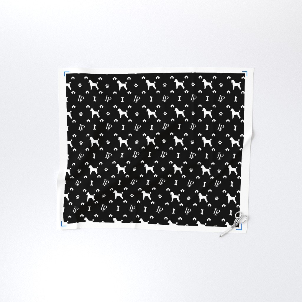 Luxury Louis Poodle Pet Dog Print Black & White Fabric black & white fabric