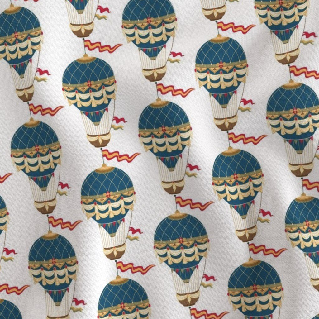 Vintage Ornamental Blue Festooned Hot Air Helium Balloons Fabric helium balloons fabric